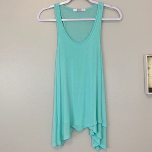 MOD Sea-foam Green asymmetrical hem tunic Tank Top